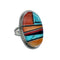 Native American Sterling Silver Multicolor Inlay Ring Size 7-3/4 NN20598